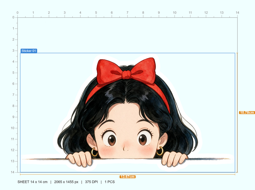 Snow White Peeking Sticker