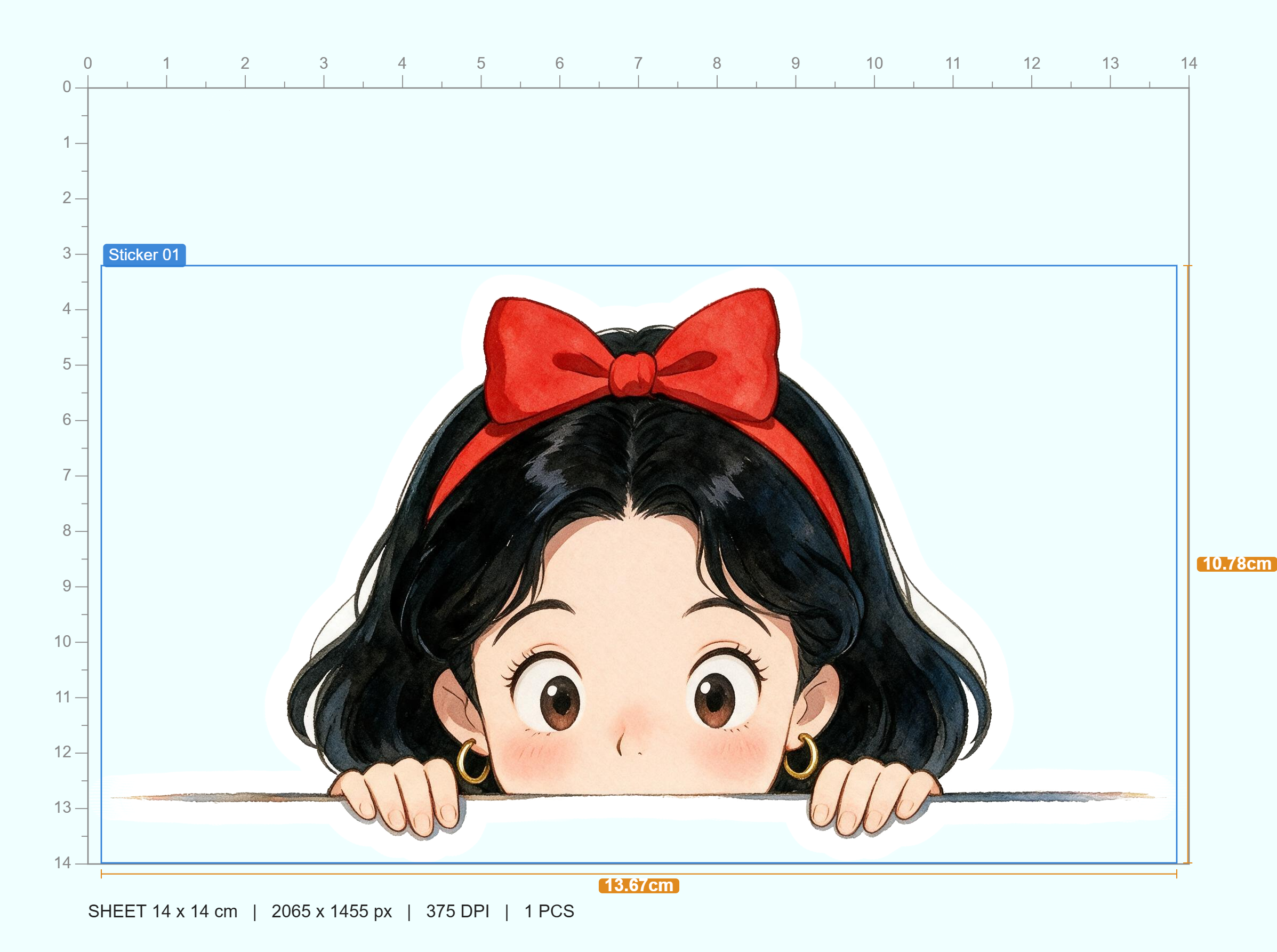 Snow White Peeking Sticker