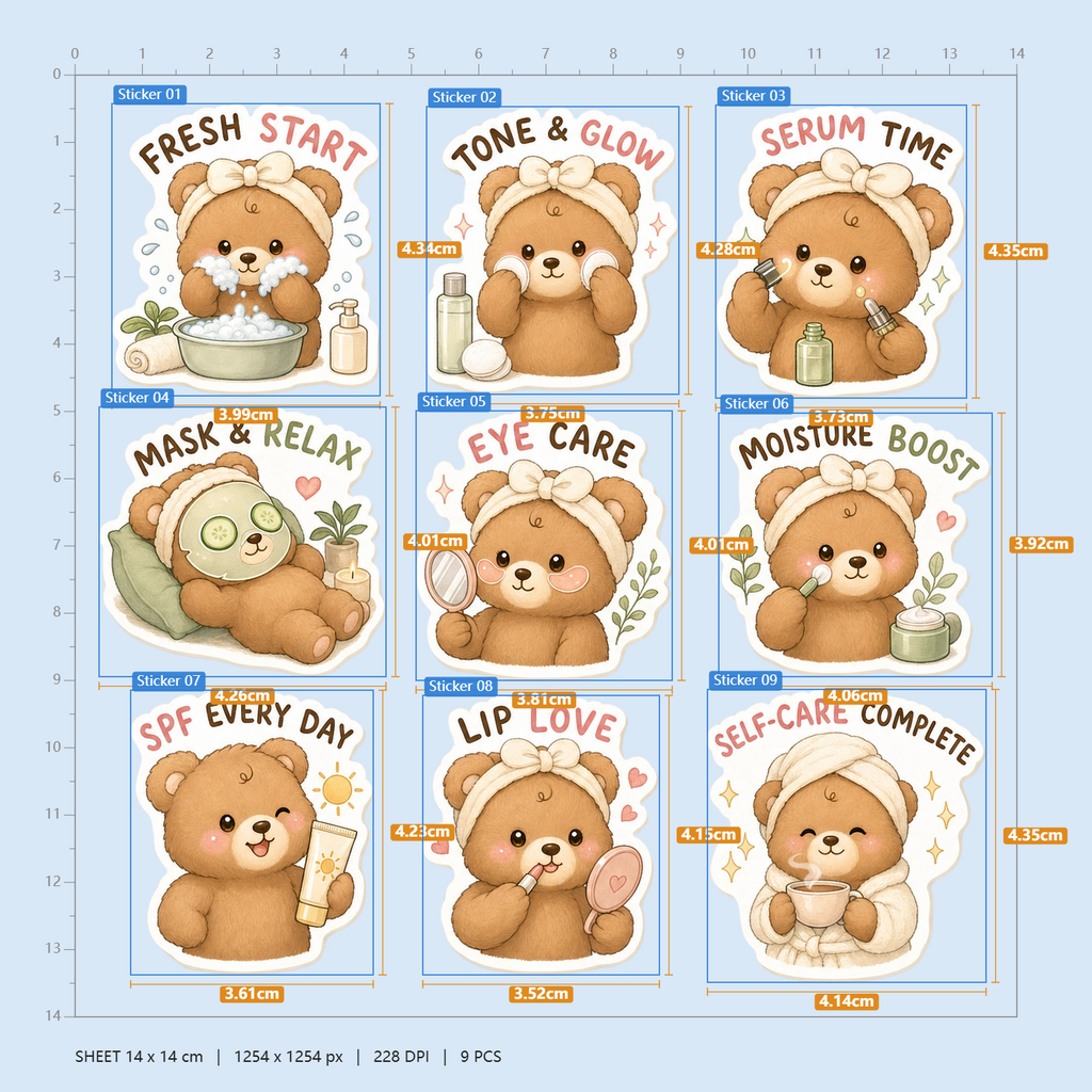 Bear Skincare Sticker Pack