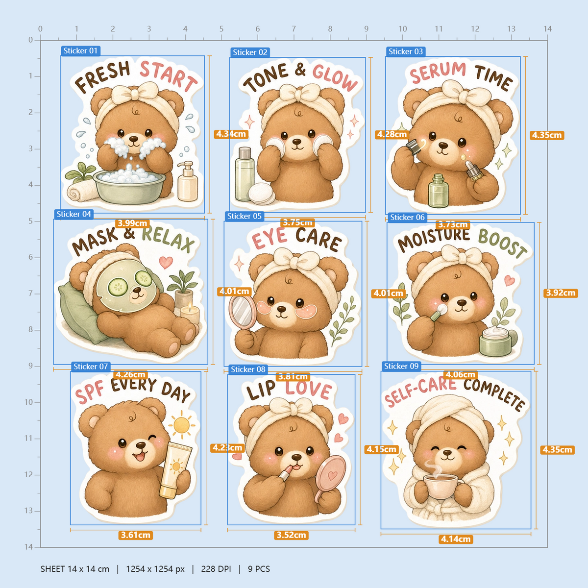 Bear Skincare Sticker Pack
