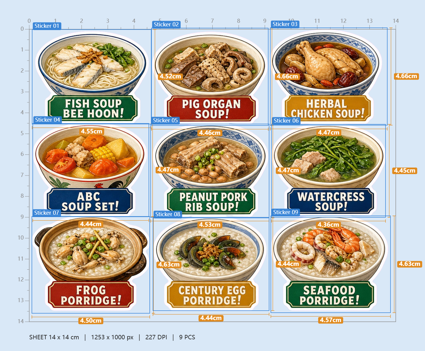 Kopitiam Hawker Soups & Porridge Sticker Pack