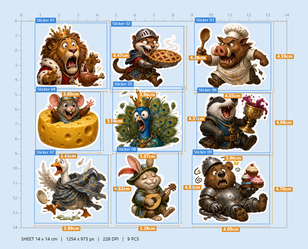 Medieval Animal Banquet Sticker Pack