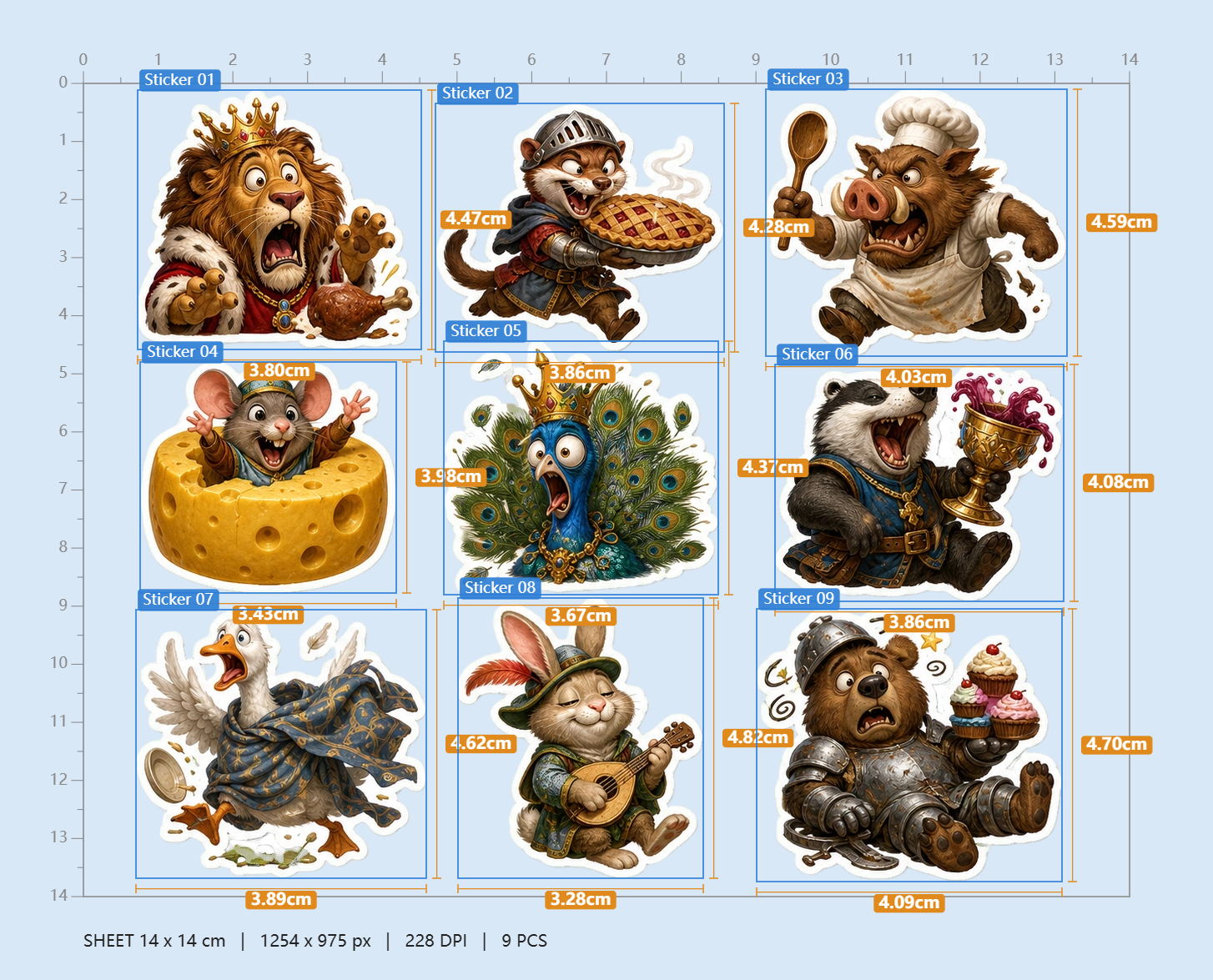 Medieval Animal Banquet Sticker Pack
