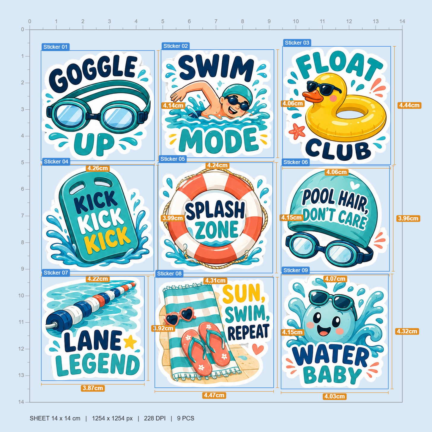 Swimming Fun Sticker Pack