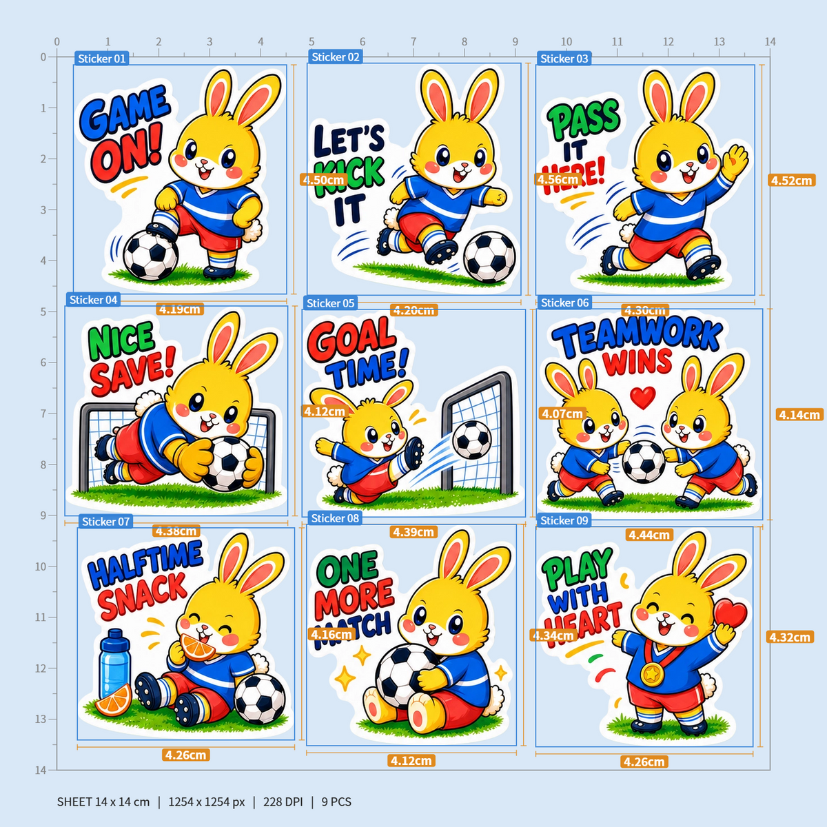Cute Rabbit Soccer Sticker Pack