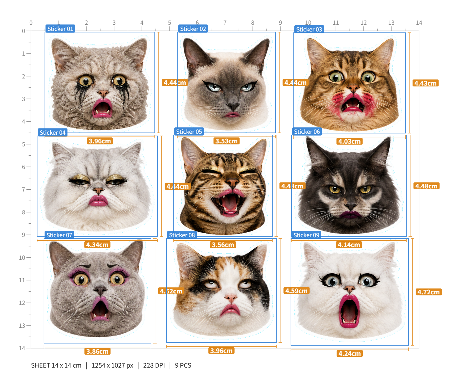 Exaggerated Cat Faces