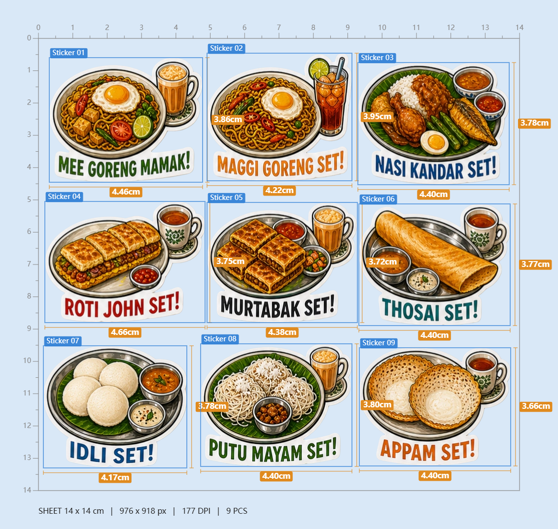 Singapore Food Waterproof Sticker Pack