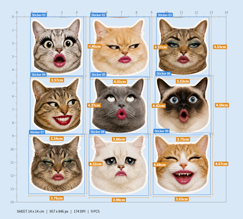 Cat Reaction Face Stickers Pack