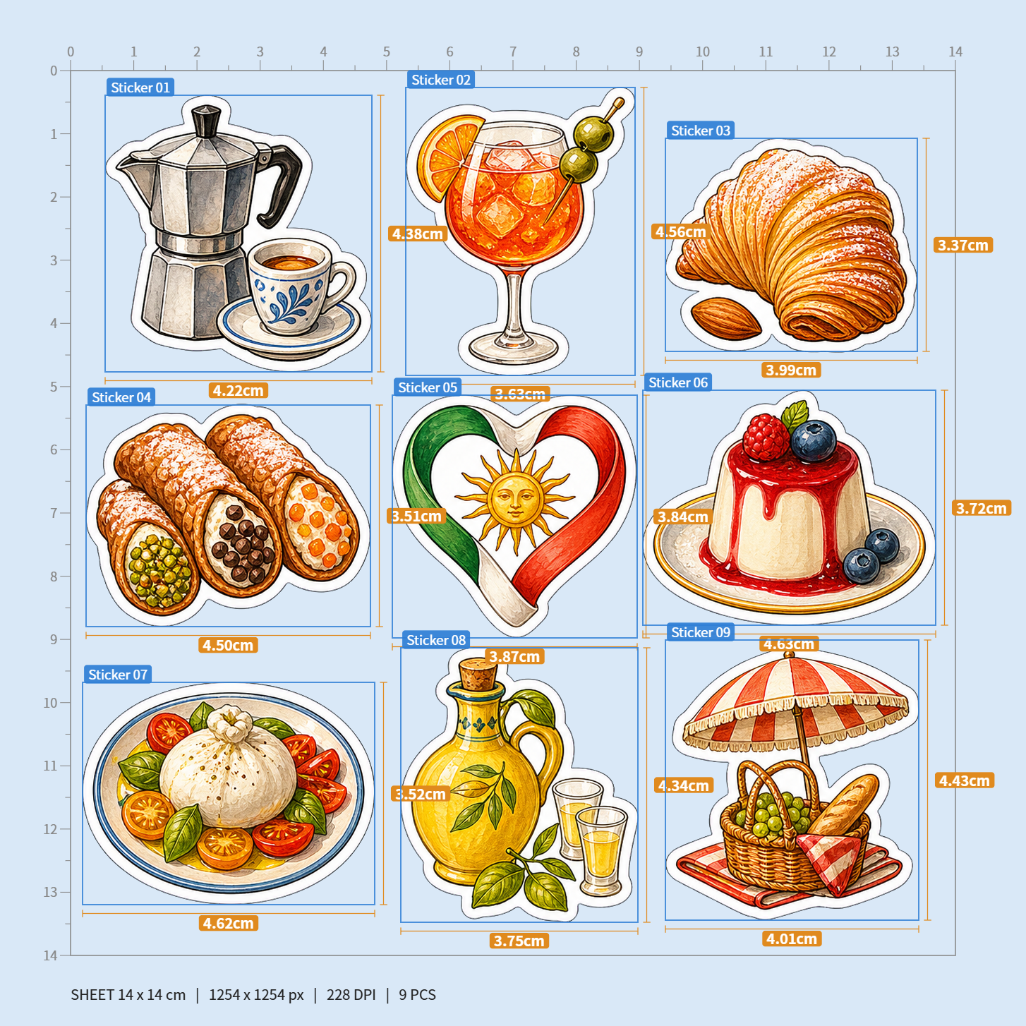 Italian Food & Lifestyle Stickers Pack