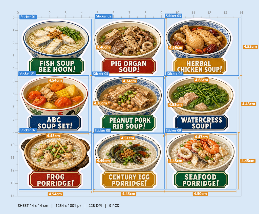 Singapore Soups & Porridge Breakfast Club Sticker Pack