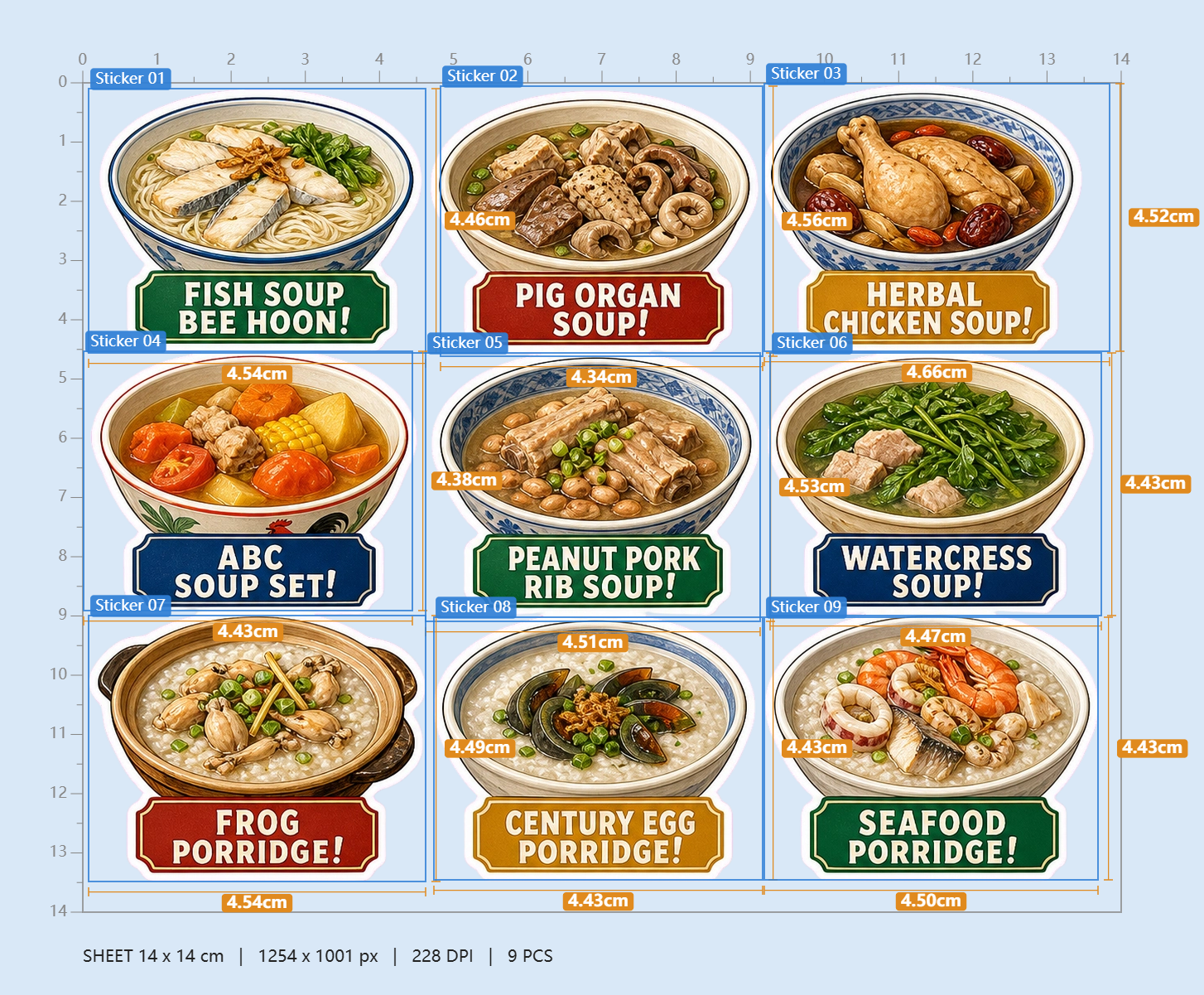 Singapore Soups & Porridge Breakfast Club Sticker Pack