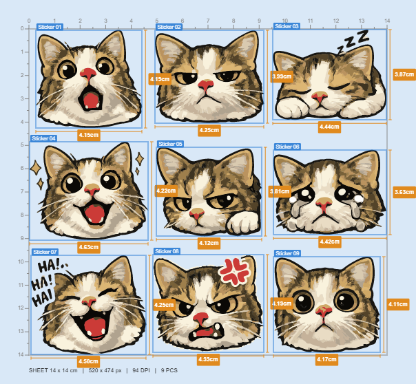 Funny Cat Expressions Sticker Pack