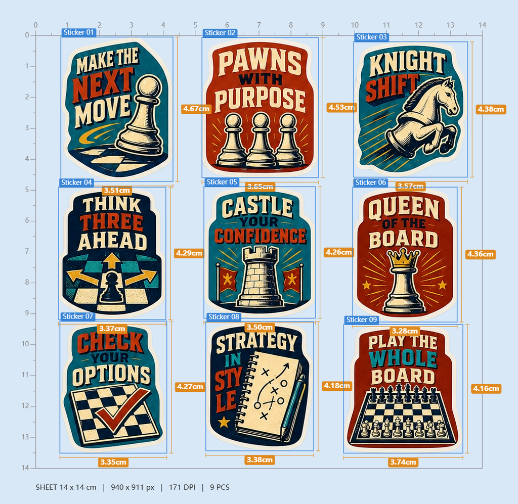 Chess Club Waterproof Sticker Pack