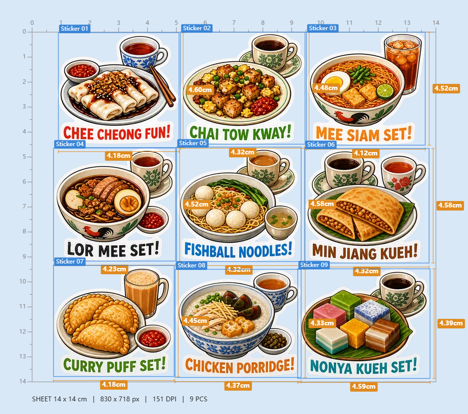 Singapore Breakfast & Hawker Food Sticker Pack