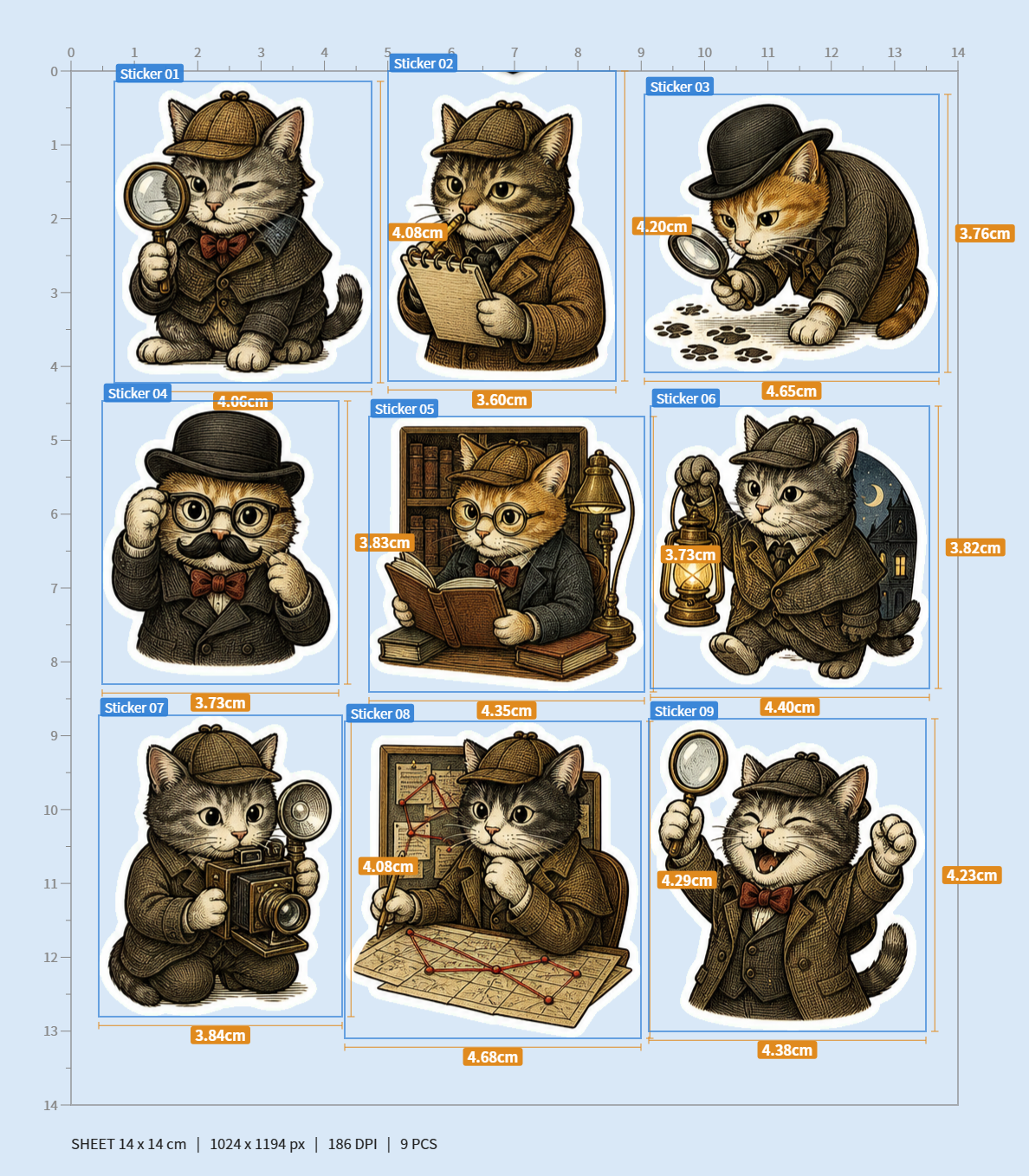 Whisker & Watson Detective Cats Sticker Pack