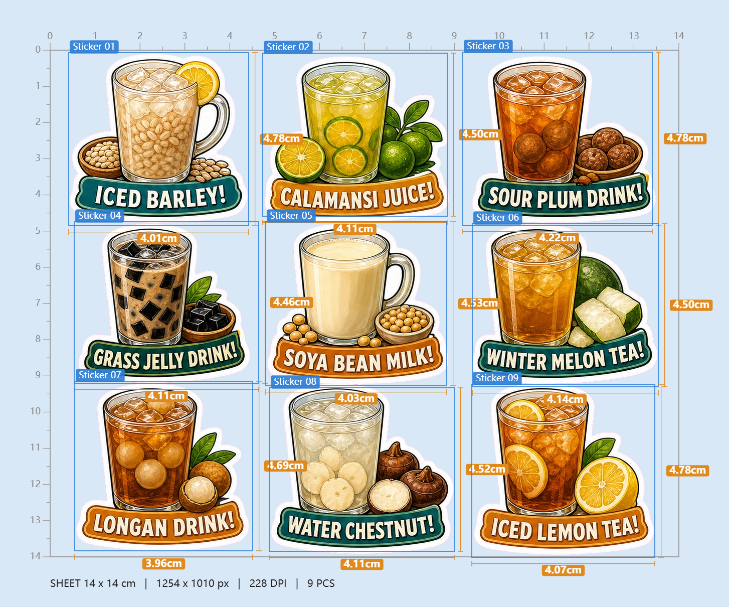 Kopitiam Cold Drinks Breakfast Club Sticker Pack