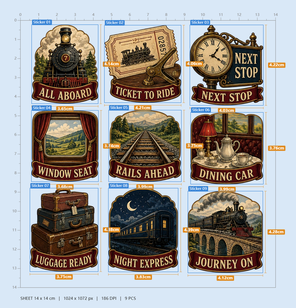 Vintage Train Journey Sticker Pack