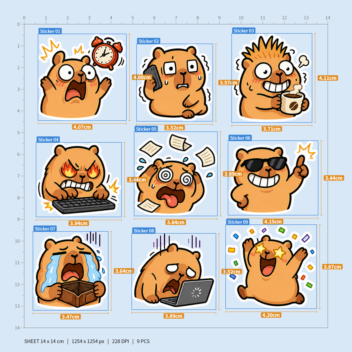 Cute Capybara Reaction Sticker Pack