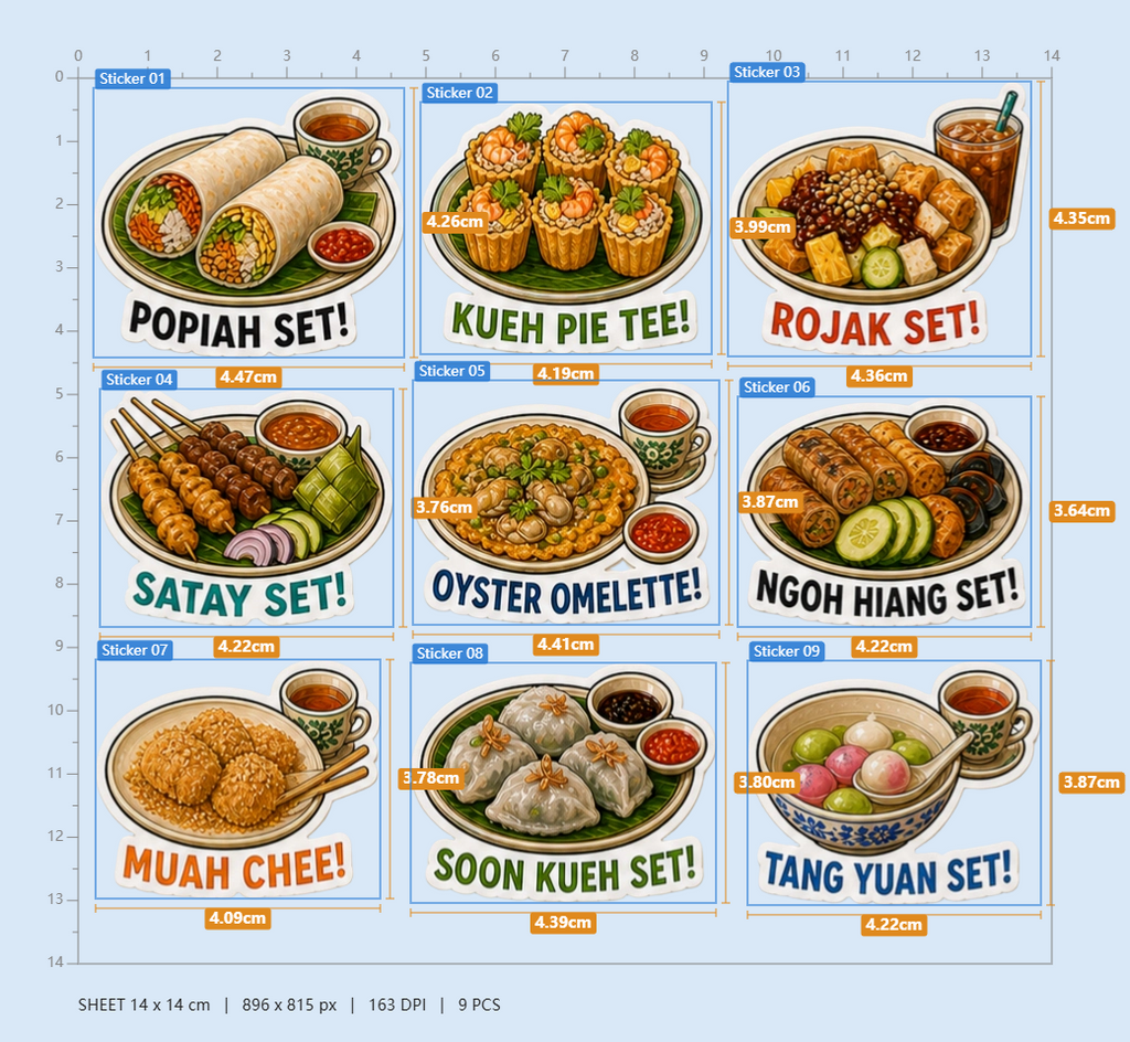 Singapore Food Waterproof Sticker Pack