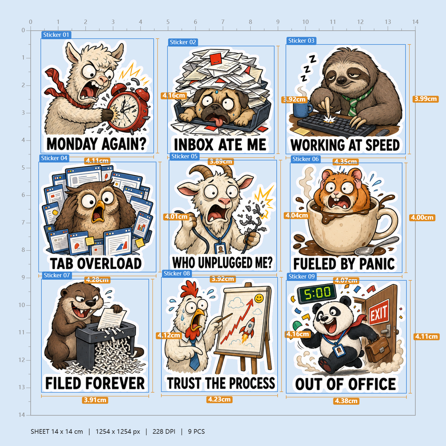 Office Animals & Workplace Chaos Sticker Pack