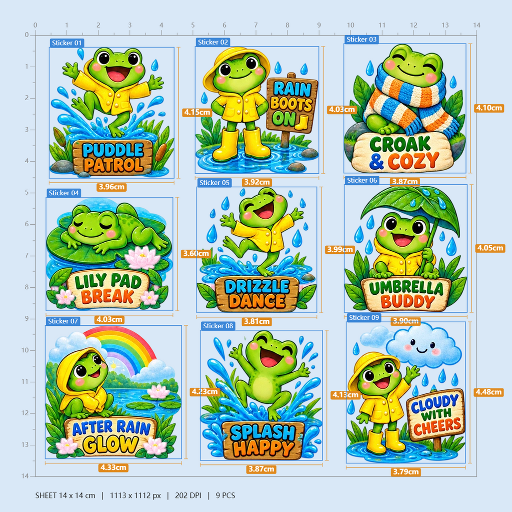 Rainy Day Frog Club Sticker Pack