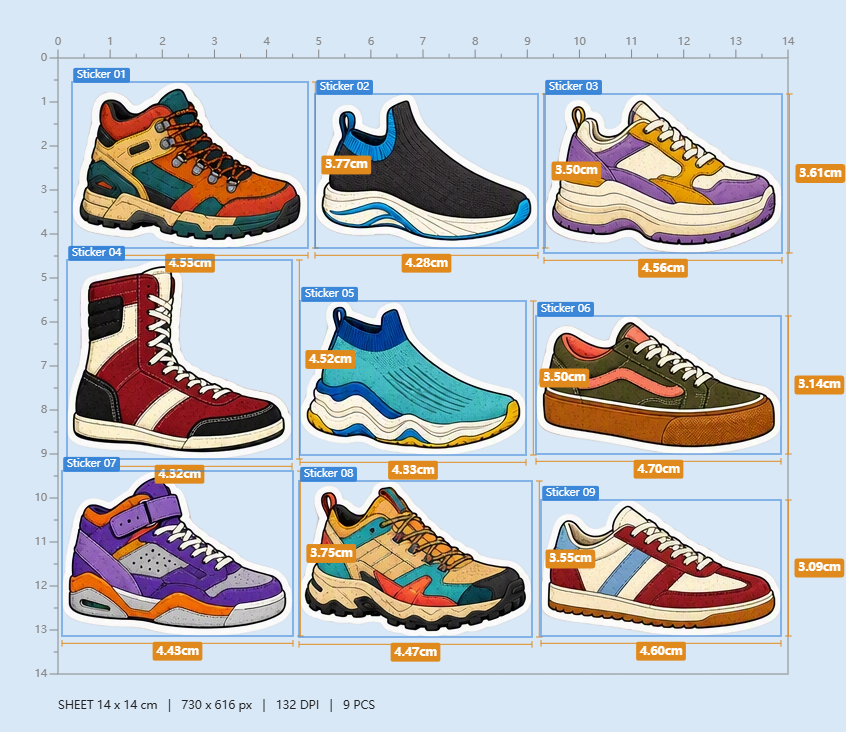 Playful Sneaker Style Stickers Pack