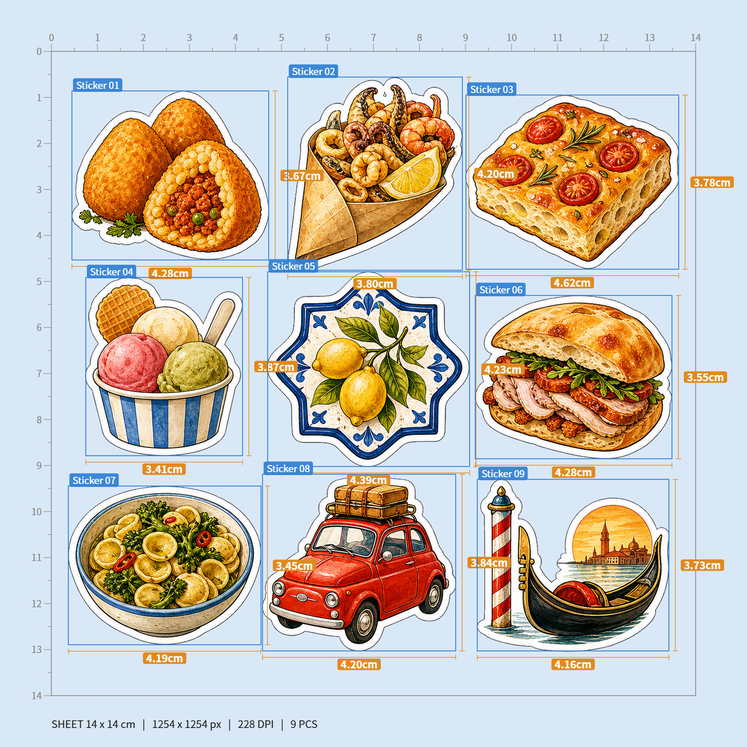 Taste of Italy Food & Lifestyle Sticker Pack