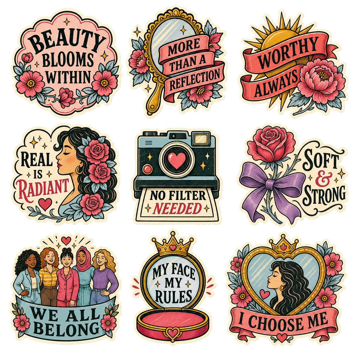 Groovy Self-Love & Positive Vibes Sticker Pack