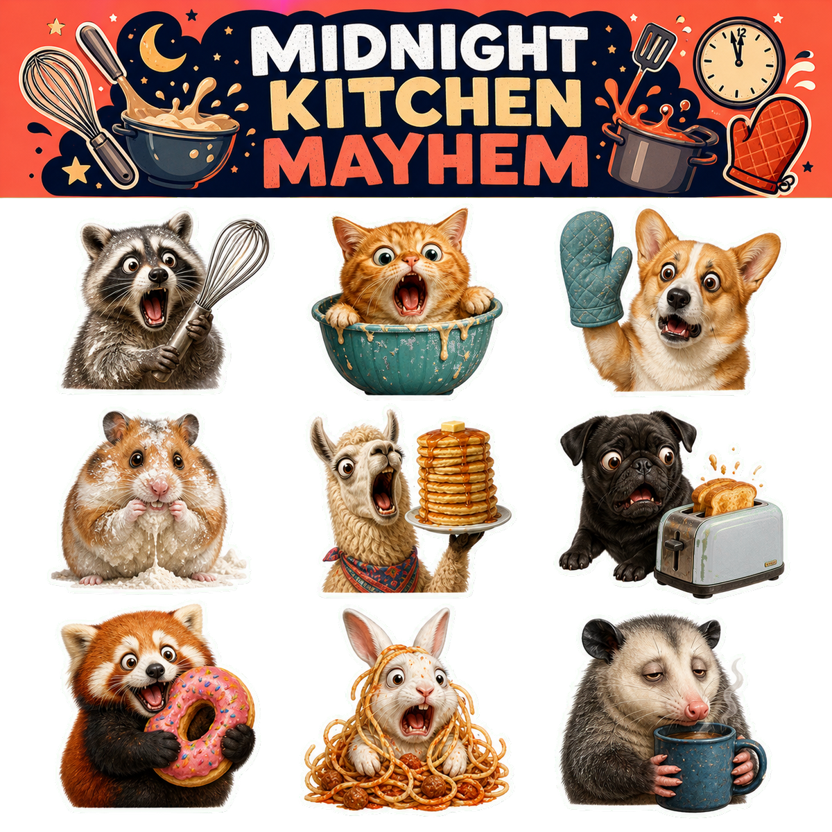Animal Meme Waterproof Sticker Pack