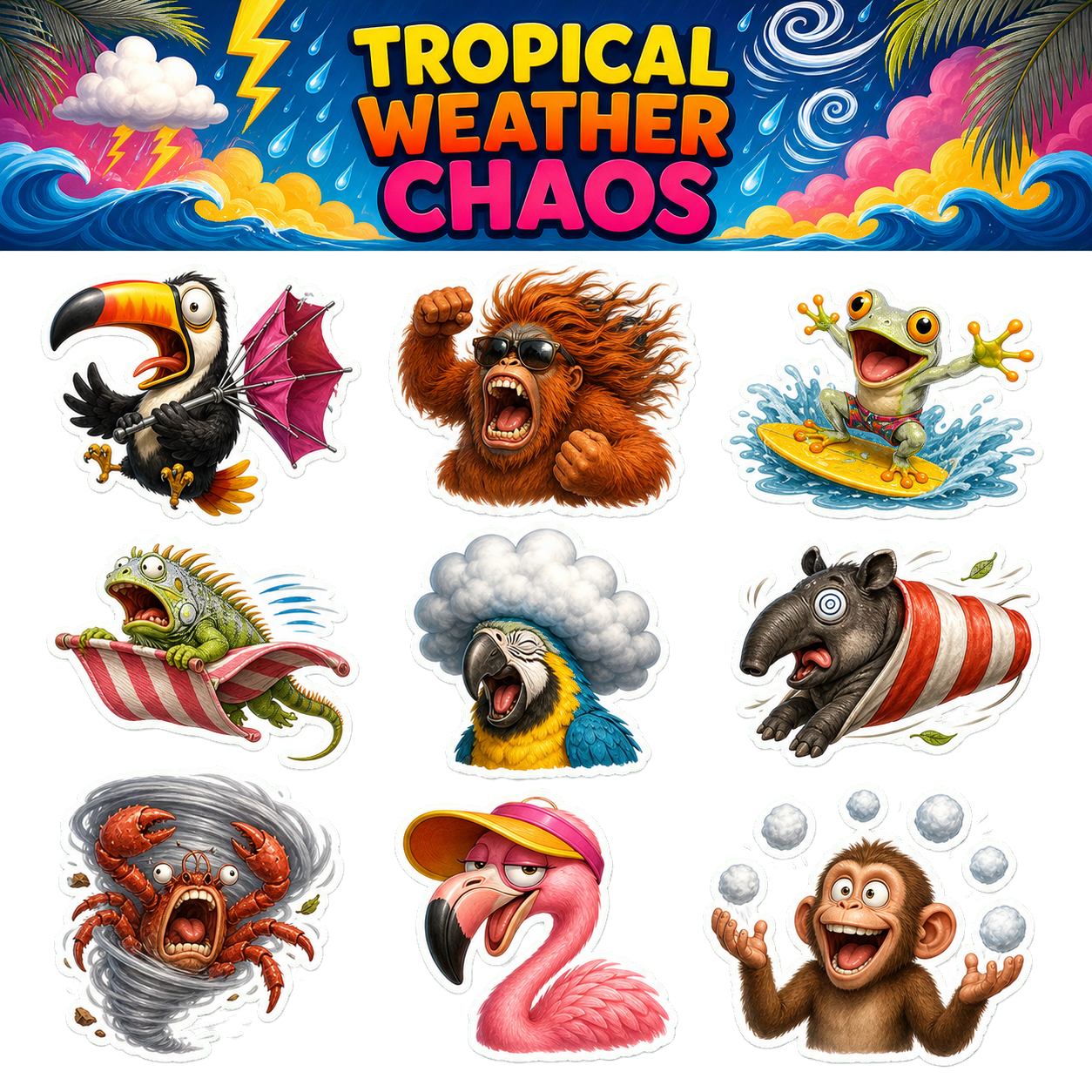 Tropical Weather Chaos Sticker Pack