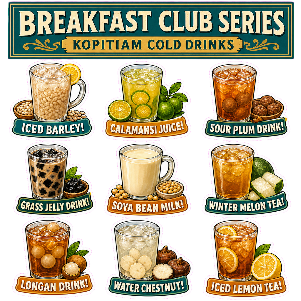 Kopitiam Cold Drinks Breakfast Club Sticker Pack