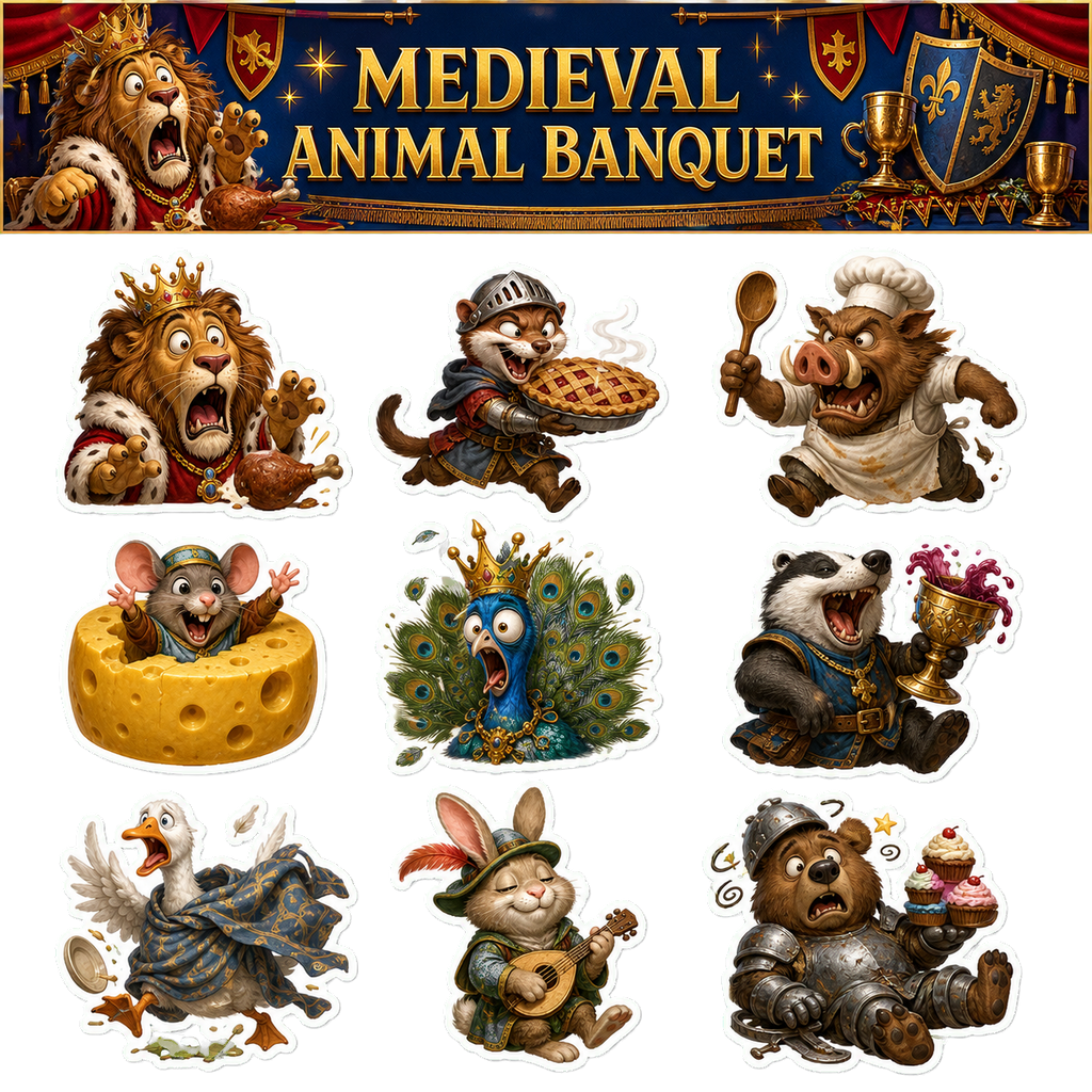 Medieval Animal Banquet Sticker Pack