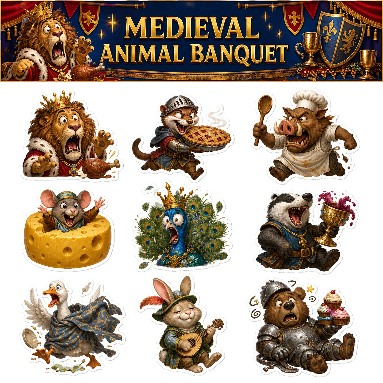 Medieval Animal Banquet Sticker Pack