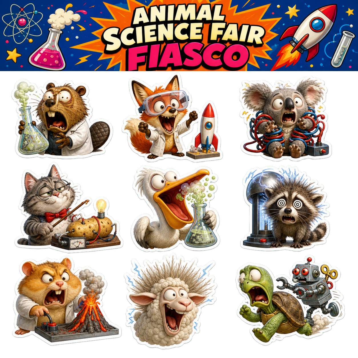 Animal Science Fair Fiasco Sticker Pack