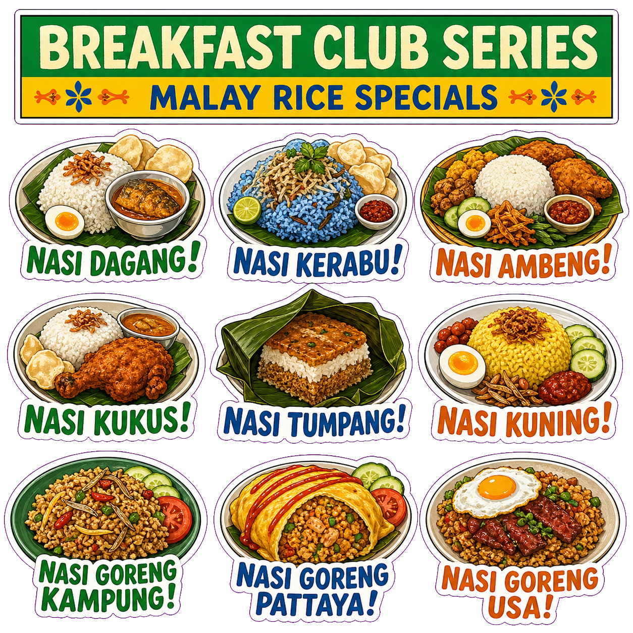Malay Rice Specials Breakfast Club Sticker Pack