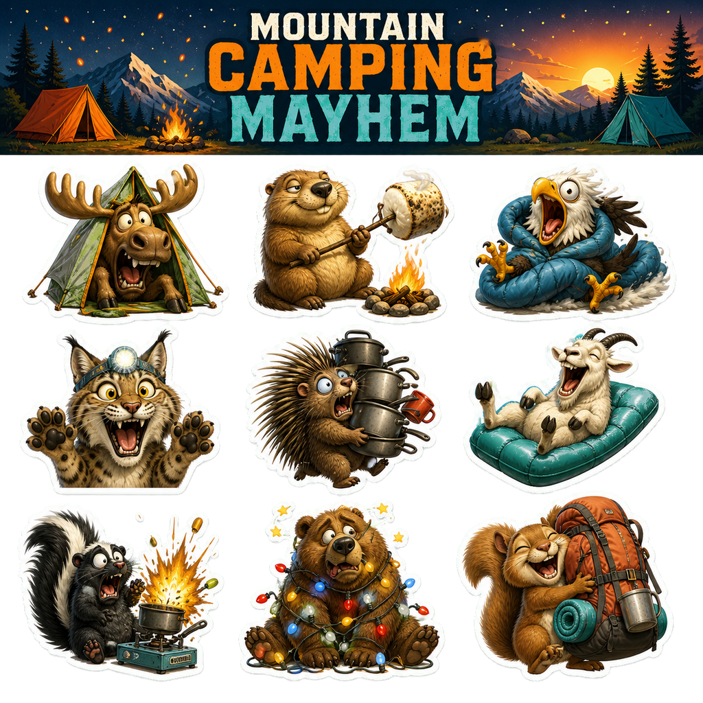 Mountain Camping Mayhem Sticker Pack