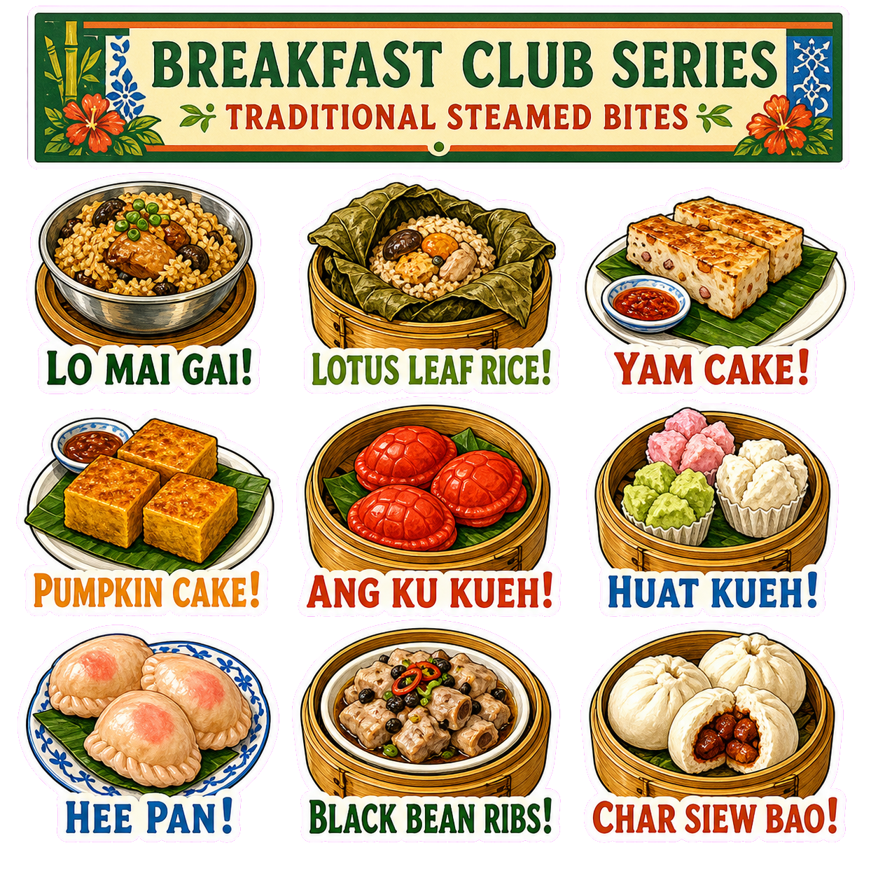 Traditional Steamed Bites Breakfast Club Sticker Pack